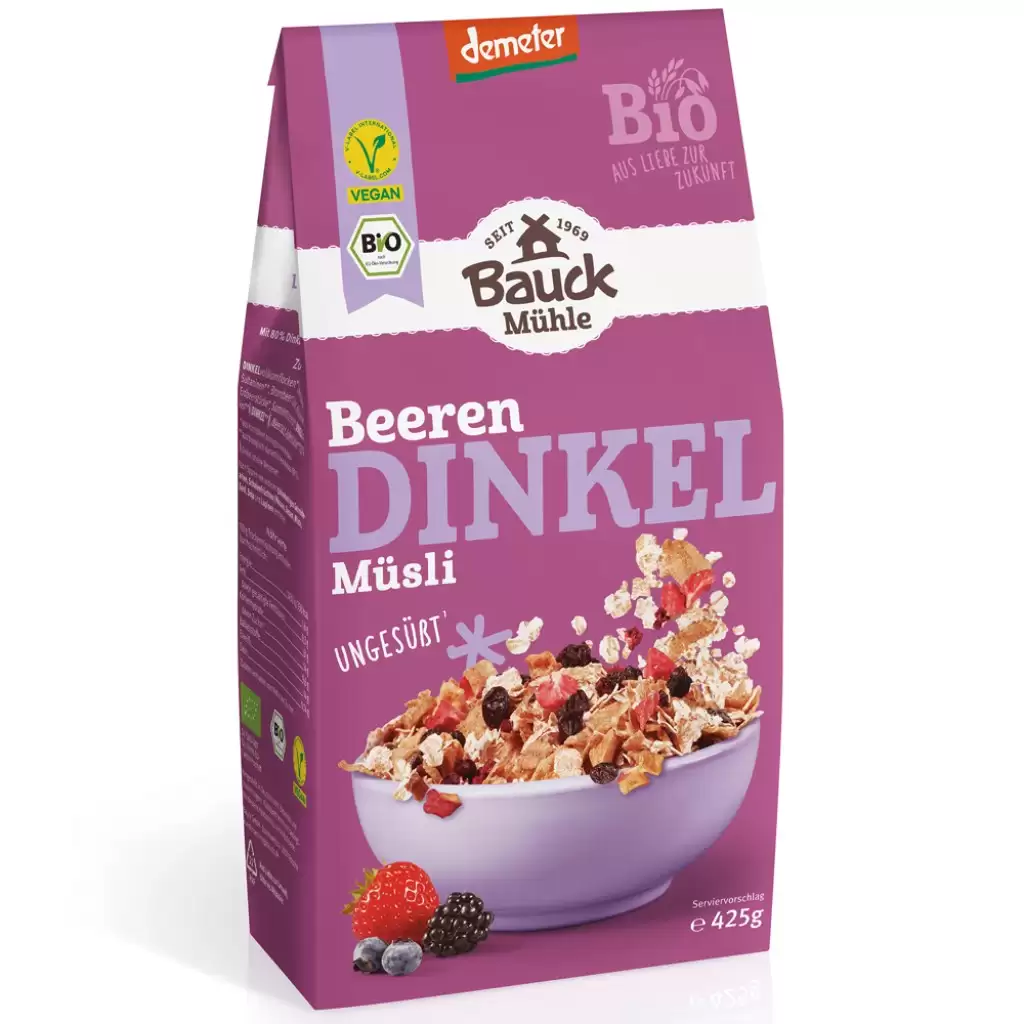 Cereale - Musli din spelta cu fructe de padure vegan demeter, eco 425g