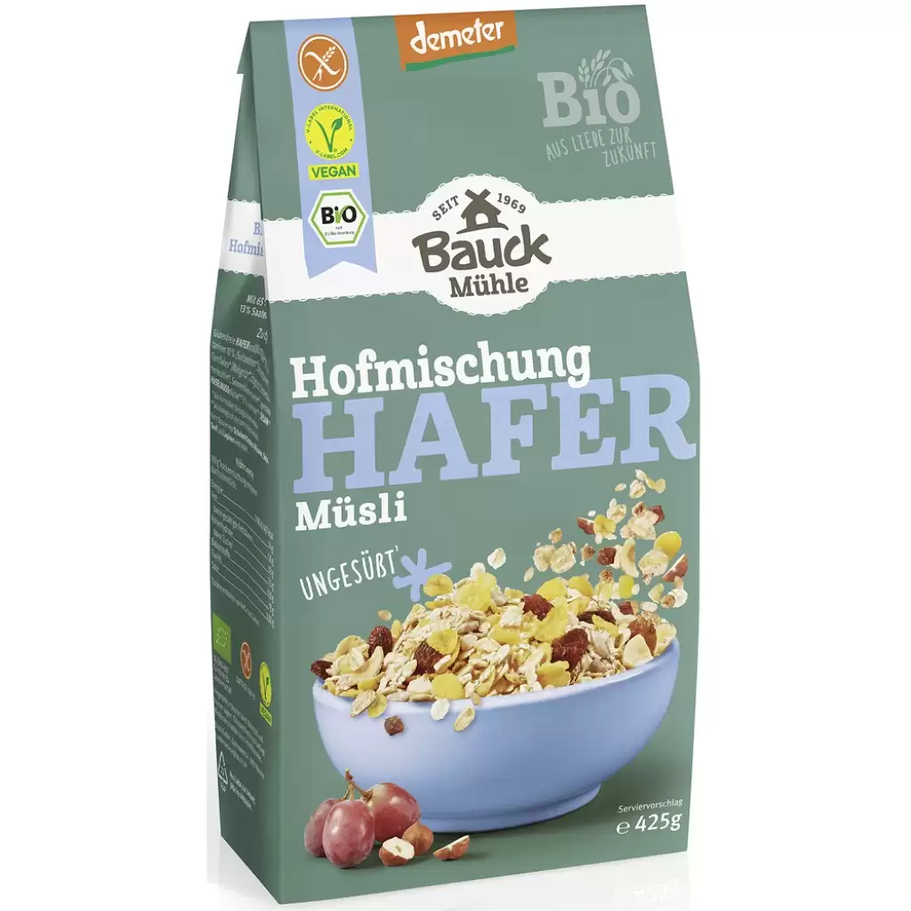 Cereale - Musli neindulcit cu ovaz stafide si alune fara gluten demeter, eco 425g