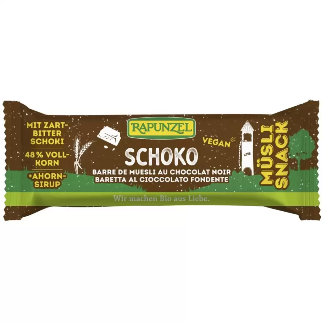 Batoane proteice - Musli snack cu ciocolata vegan, eco 50g