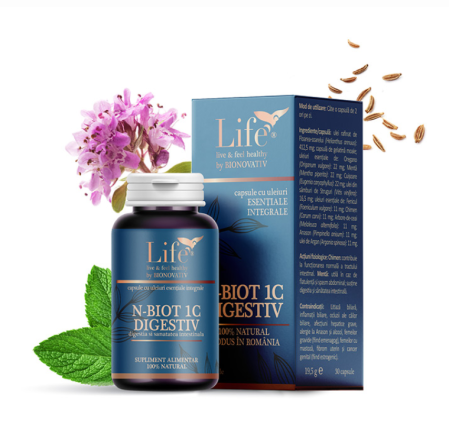Capsule cu uleiuri esentiale - N-BIOT1C DIGESTIV 30 capsule