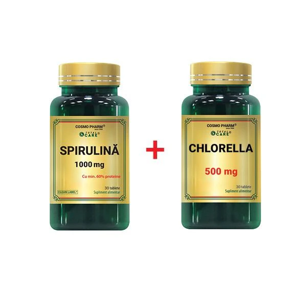 Extracte - Pachet Detox Celular: SPIRULINA 1000 mg + CHLORELLA 500 mg