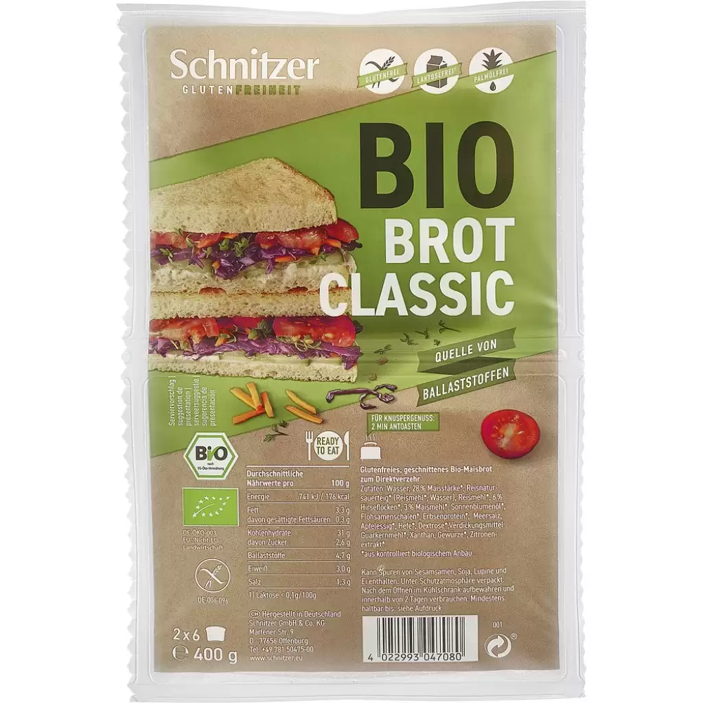 Paine - Paine toast clasica fara gluten 2x6 felii, eco 400g