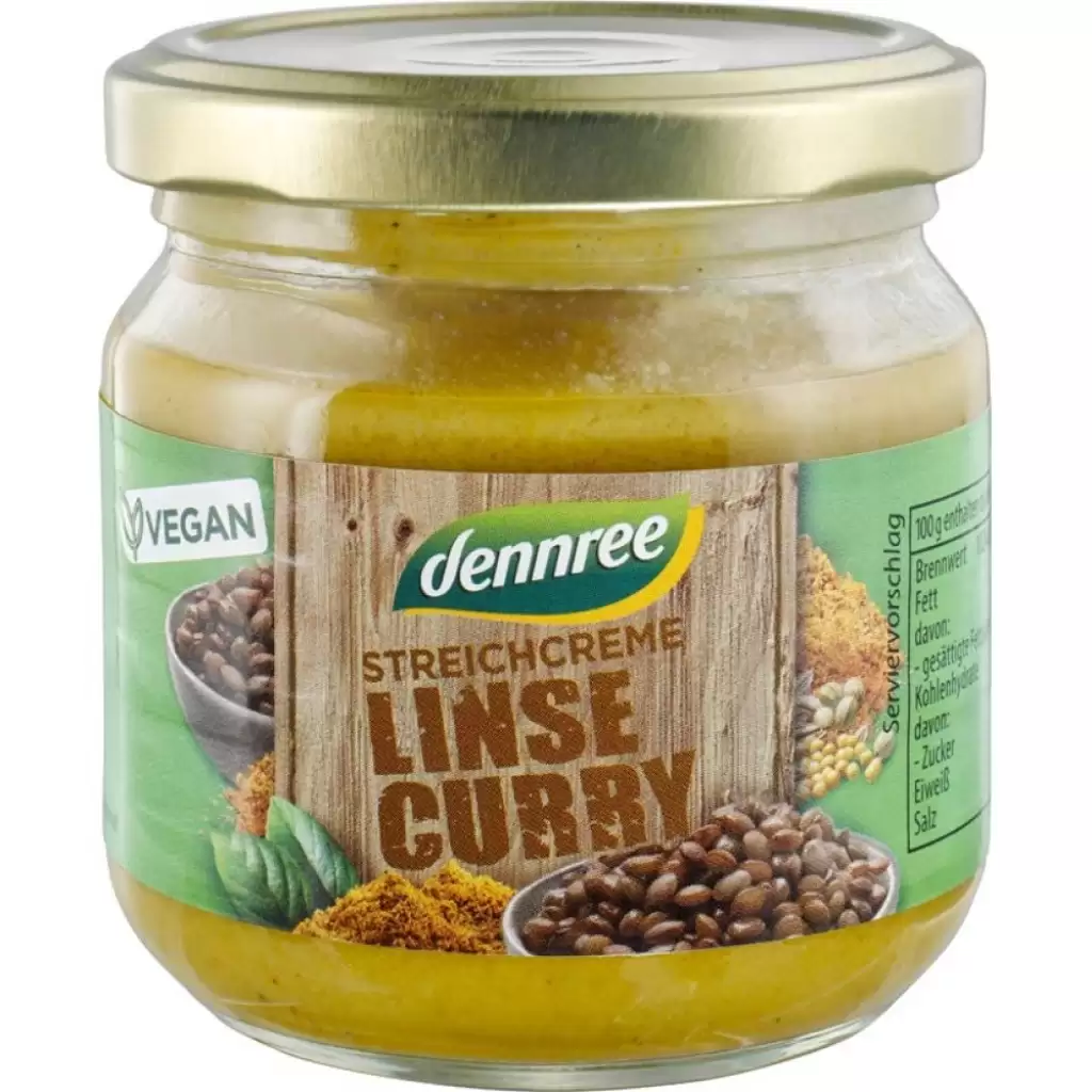 Pateu si creme vegetale - Pate vegetal cu linte si curry, eco 180g