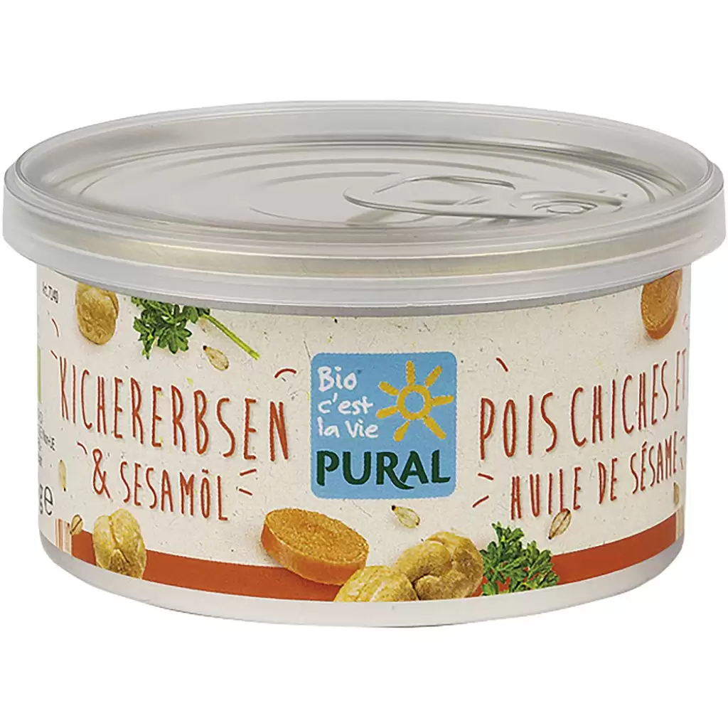 Pateu si creme vegetale - Pate vegetal cu naut si ulei de susan vegan, eco 125g
