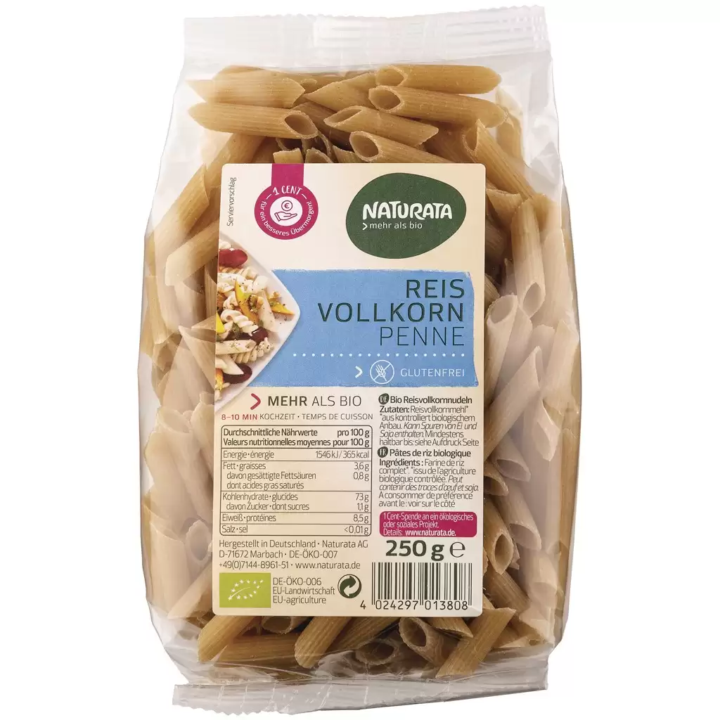 Paste fainoase - Penne din orez integral fara gluten, eco 250g