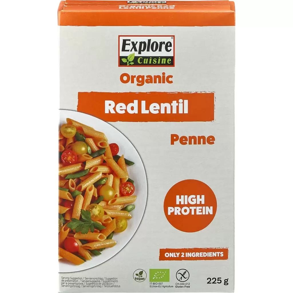 Paste fainoase - Penne proteice din linte rosie fara gluten, eco 225g