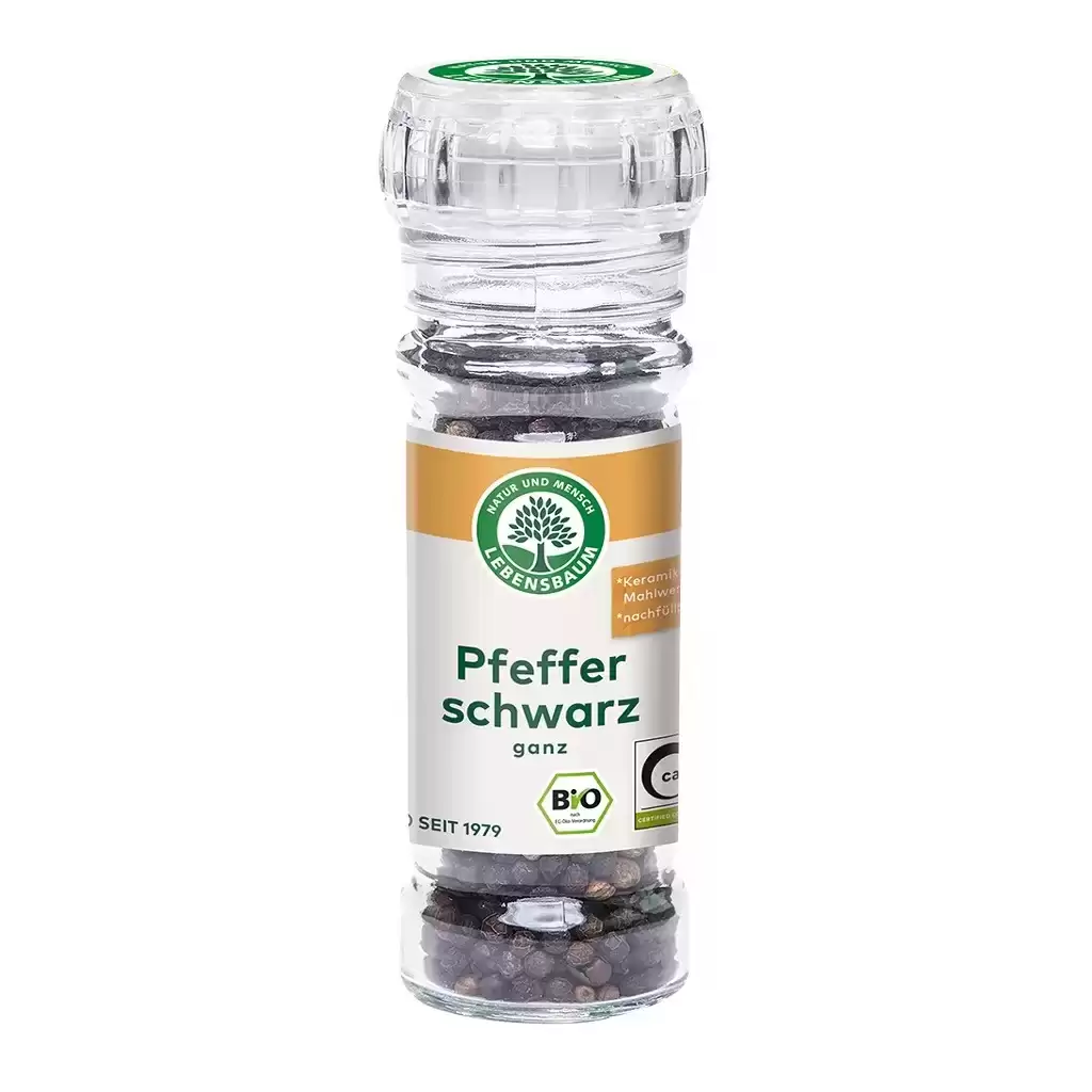 Condimente - Piper negru in rasnita de sticla, eco 45g