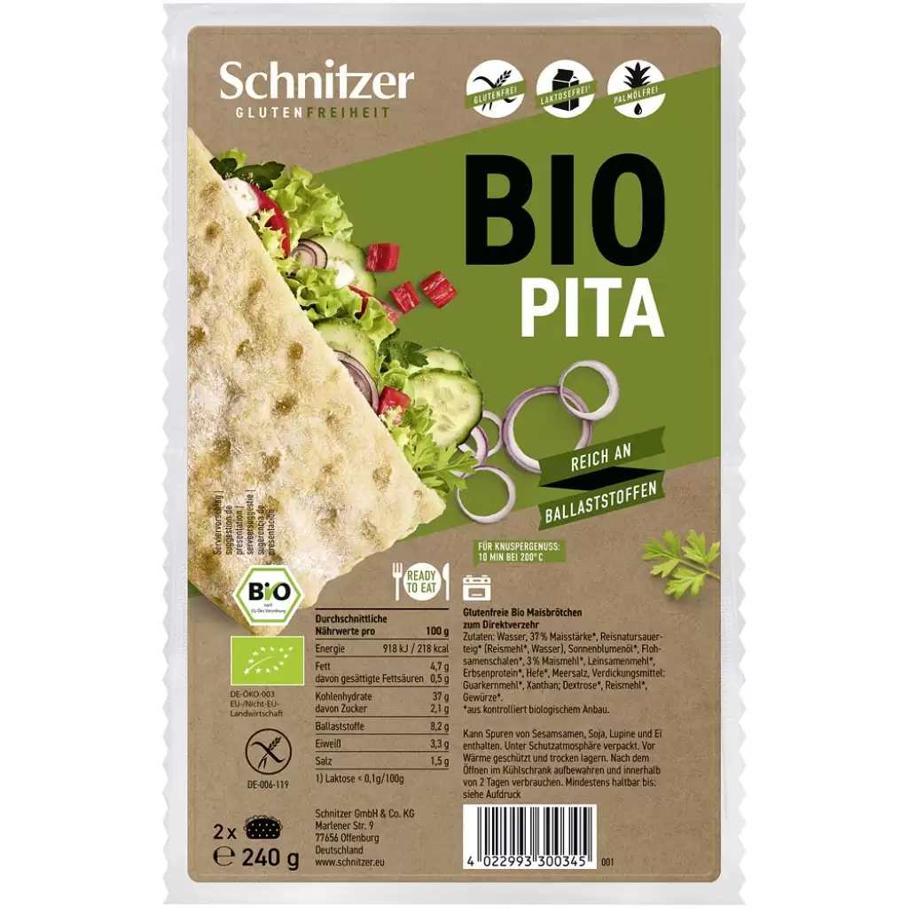 Paine - Pita 2 bucati fara gluten, eco 240g