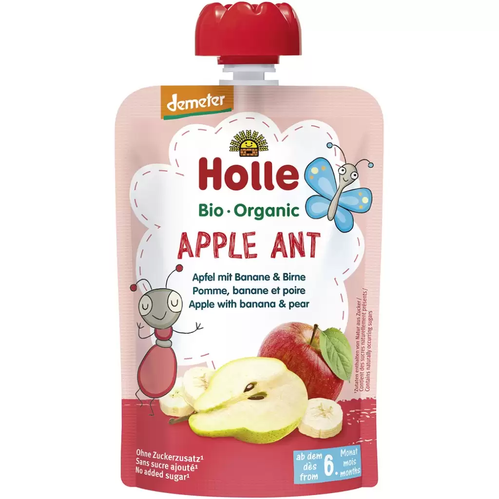 Piure bebelusi - Piure bio de mere cu banane si pere pentru copii 6 luni fara gluten, eco 100g
