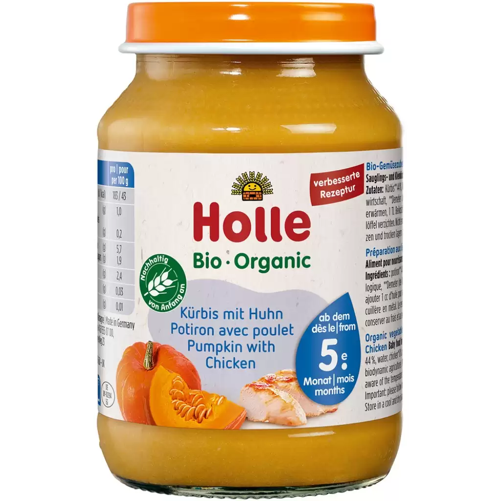 Piure bebelusi - Piure de dovleac si carne de pui pentru copii fara gluten 5 luni, eco 190g
