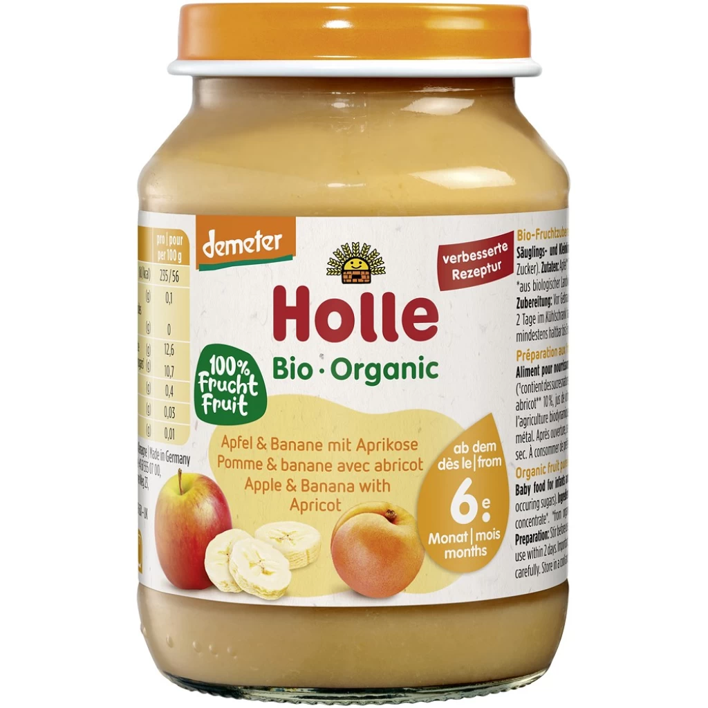 Piure bebelusi - Piure de mere banane si caise pentru copii  6 luni fara gluten, eco 190g