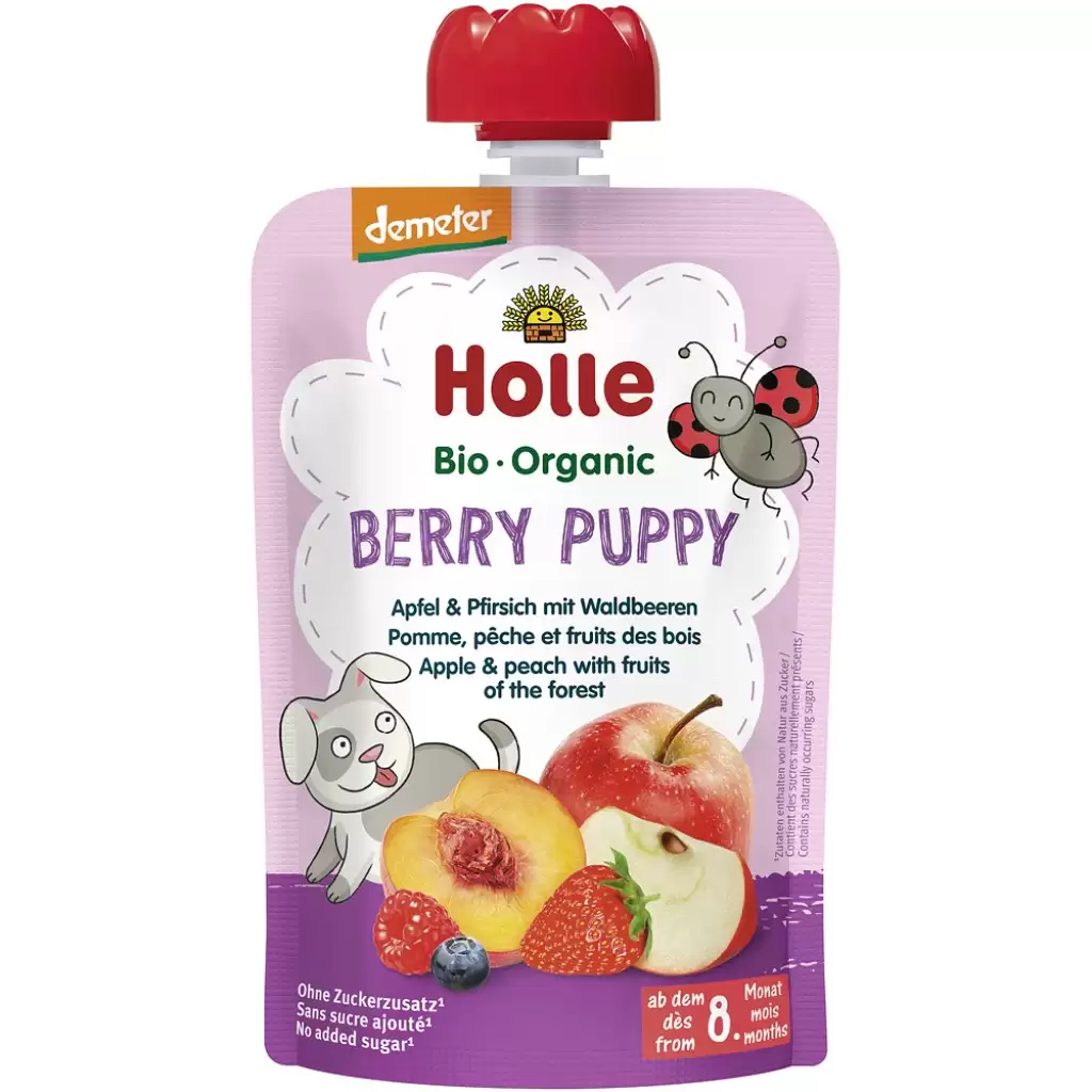 Piure bebelusi - Piure de mere piersici si fructe de padure pentru copii  8 luni, eco 100g