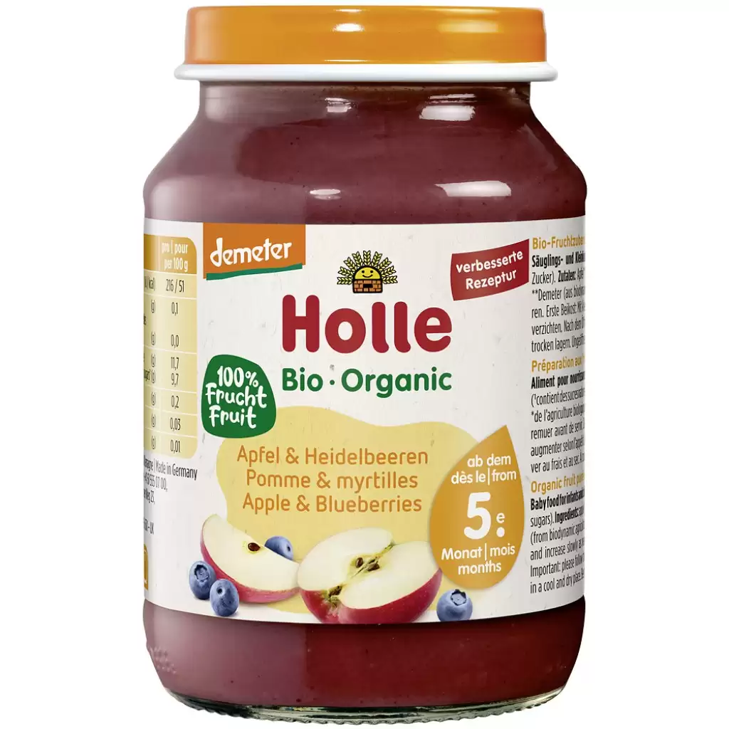 Piure bebelusi - Piure de mere si afine pentru copii 5 luni fara gluten, eco 190g