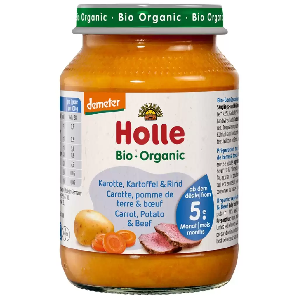 Piure bebelusi - Piure de morcovi cartofi si carne de vita fara gluten pentru copii 5 luni , eco 190g