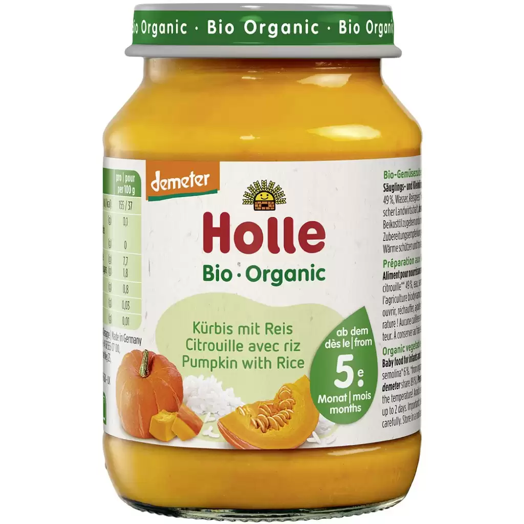 Piure bebelusi - Piure din dovleac cu orez pentru copii fara gluten 5 luni, eco 190g