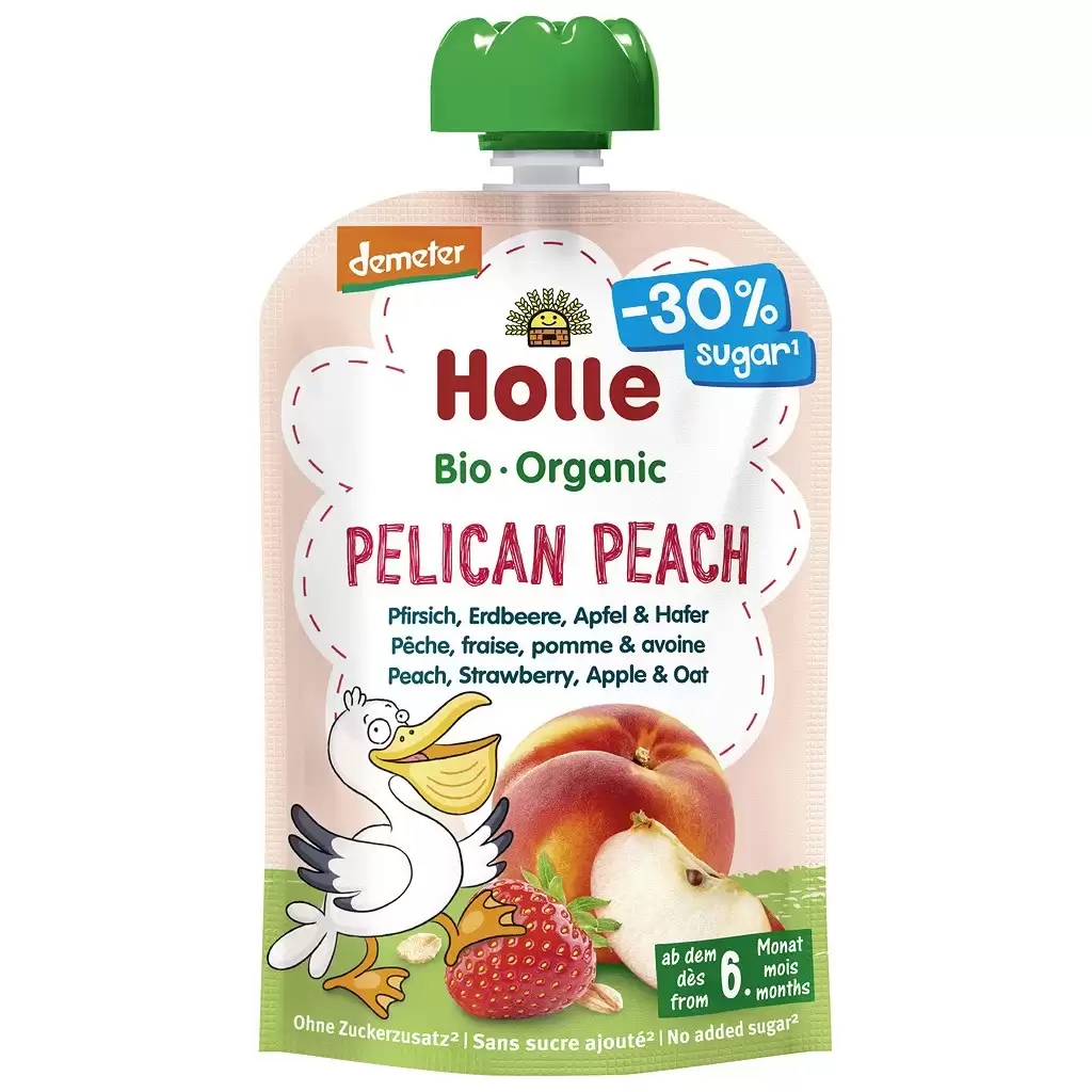 Piure bebelusi - Piure din piersici capsuni mere si ovaz pentru copii 6 luni fara gluten, eco 100g