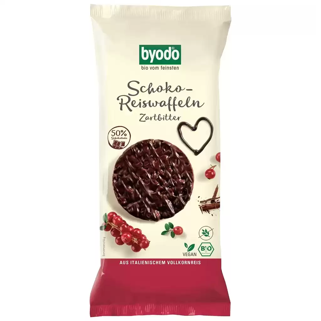 Cereale - Rondele din orez integral cu ciocolata amaruie fara gluten, eco 65g