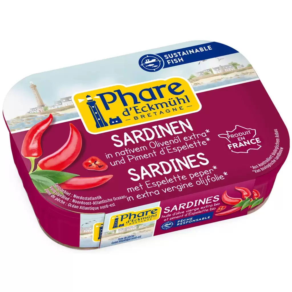 Conserve peste - Sardine in ulei bio de masline extravirgin cu ardei Espelette 135g
