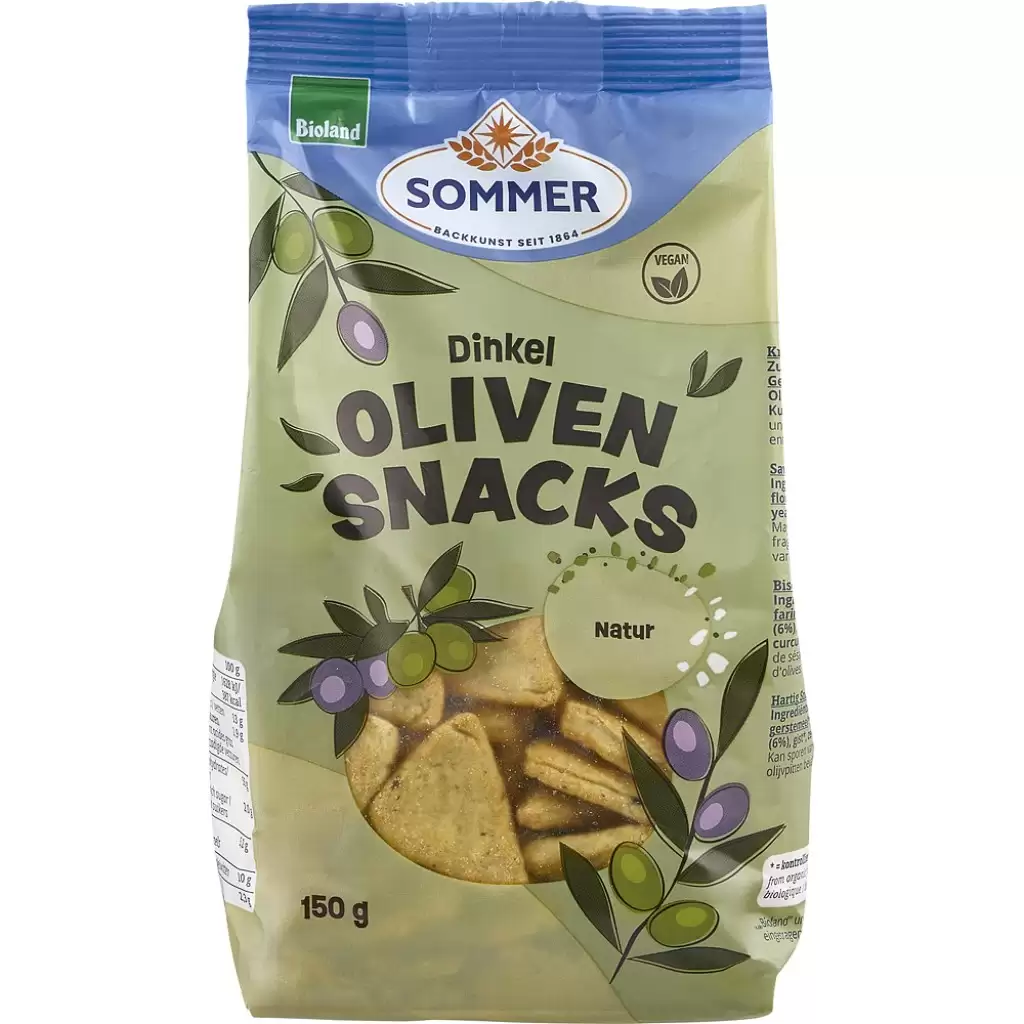 Biscuiti si napolitane - Snack vegan din spelta cu masline, eco 150g
