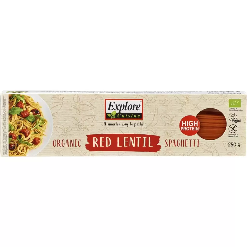 Fara Gluten - Spaghetti proteice din linte rosie fara gluten, eco 250g