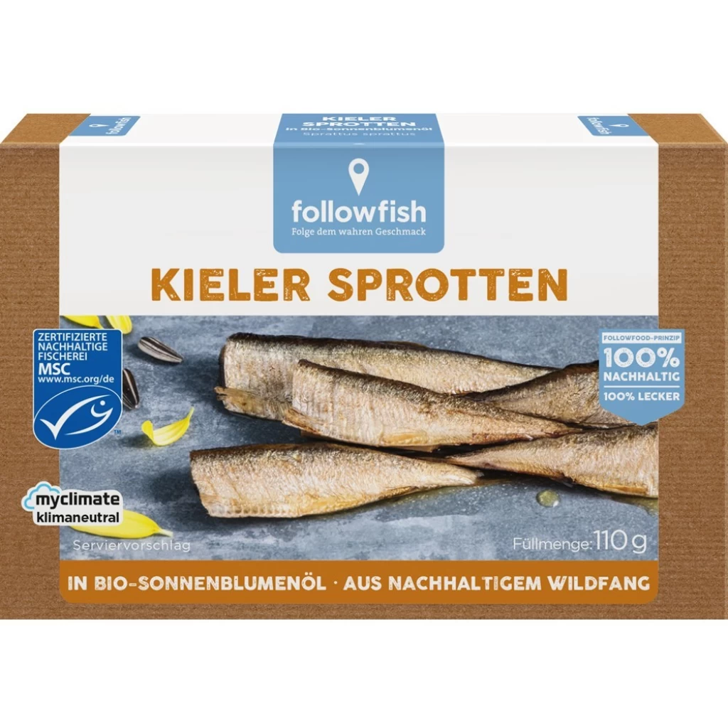 Conserve peste - Sprot afumat in ulei de floarea-soarelui ecologic 110g