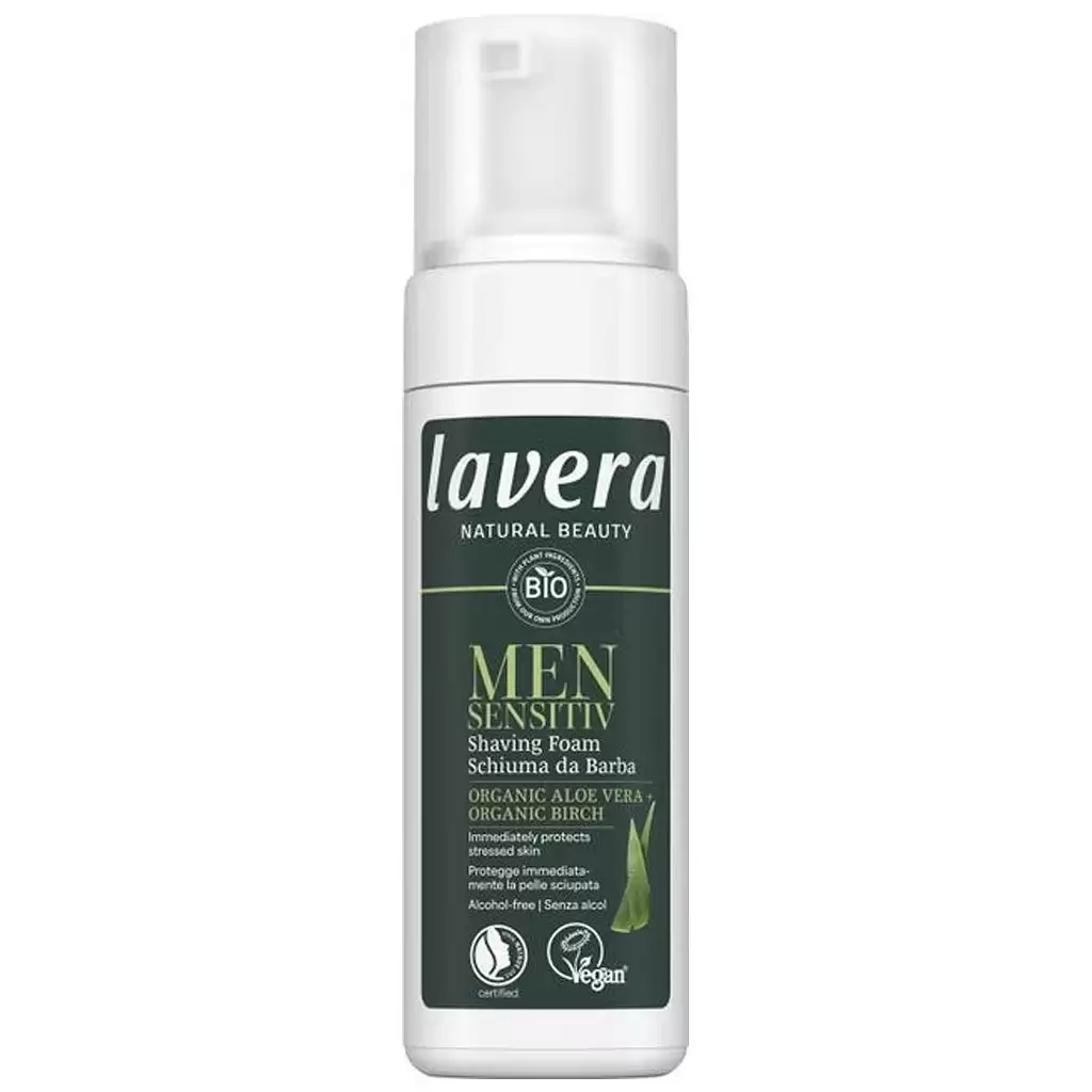 Cosmetice barbati - Spuma de ras sensitiv cu aloe vera bio si mesteacan bio 150ml