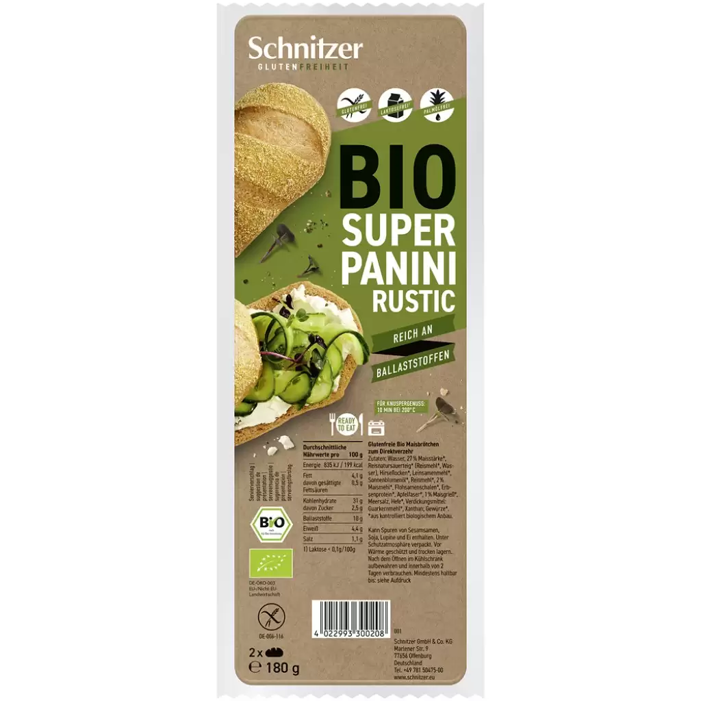 Paine - Super panini rustic 2 bucati fara gluten, eco 180g