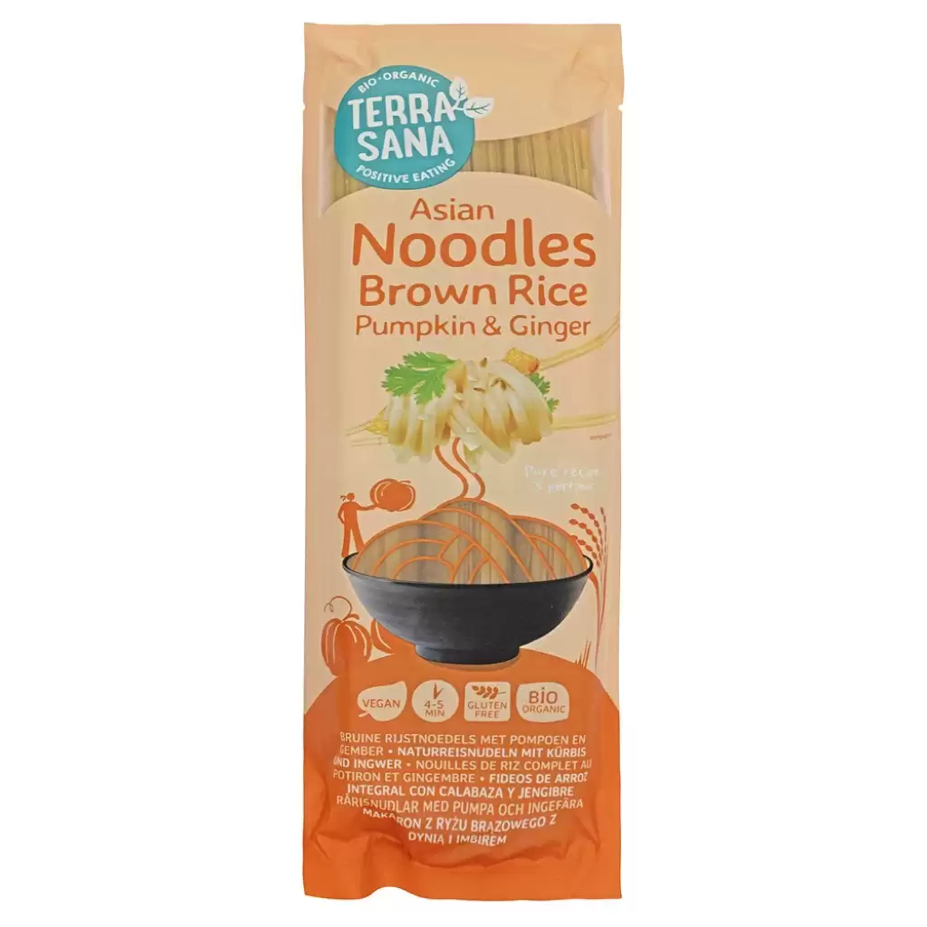 Fara Gluten - Taitei de orez brun cu dovleac si ghimbir fara gluten, eco 250g