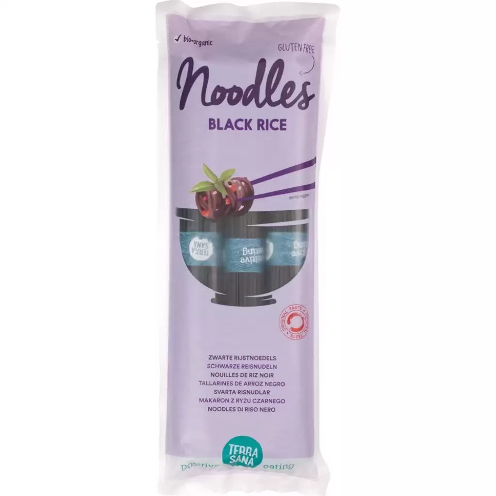 Fara Gluten - Taitei din orez negru fara gluten, eco 250g