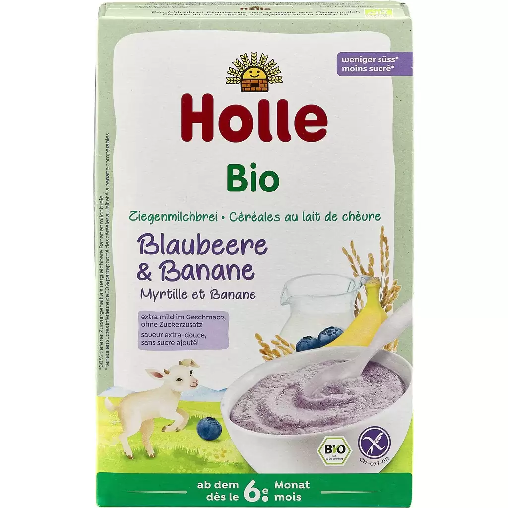 Cereale bio bebe - Terci cu lapte de capra banane si afine fara gluten pentru copii 6 luni, eco 200g