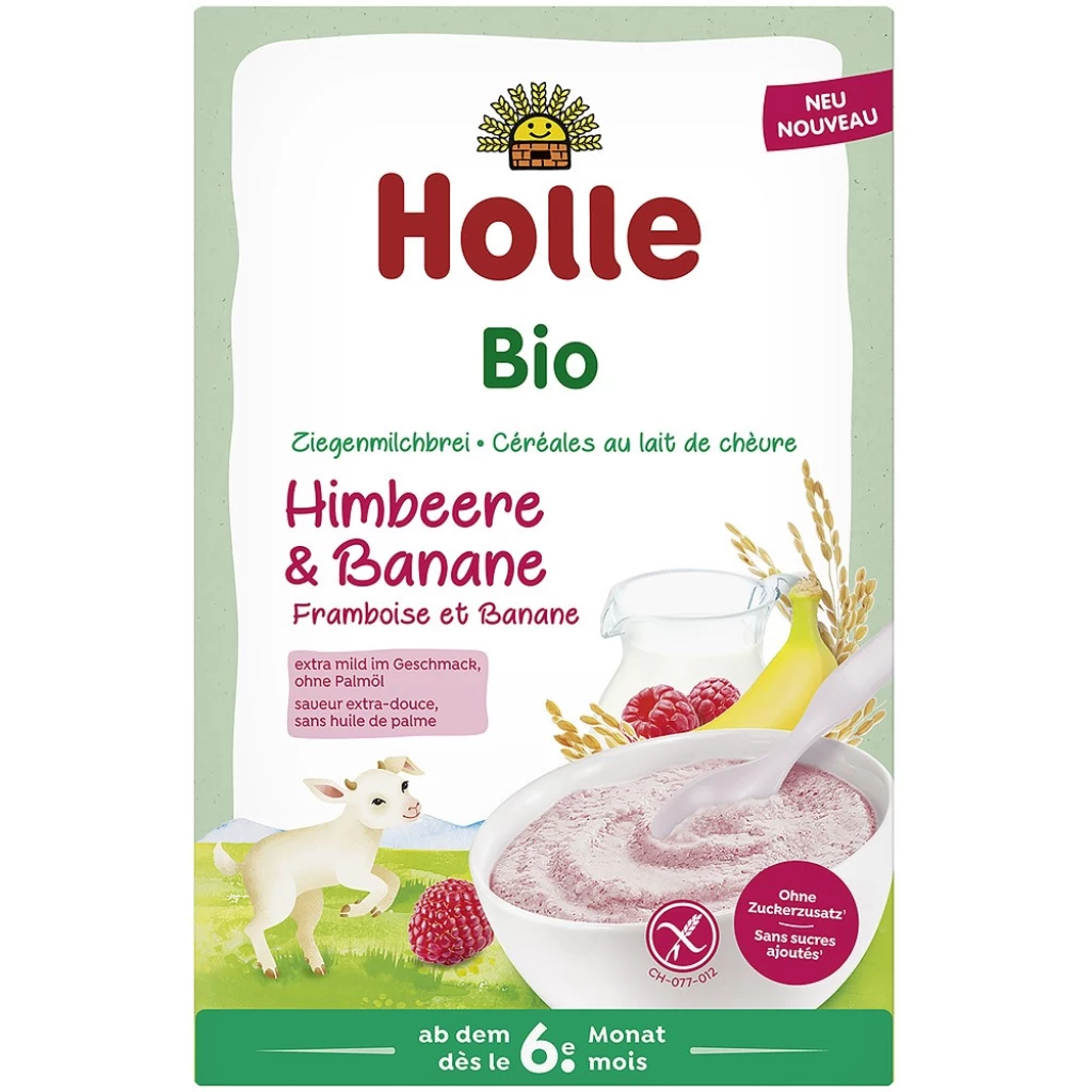 Cereale bio bebe - Terci cu lapte de capra banane si zmeura fara gluten pentru copii 6 luni, eco 200g