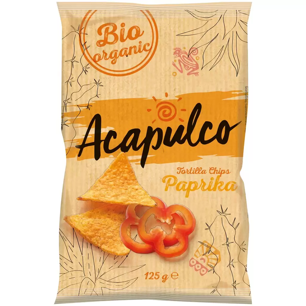Sticksuri, chipsuri si covrigei - Tortilla chips cu boia, eco 125g