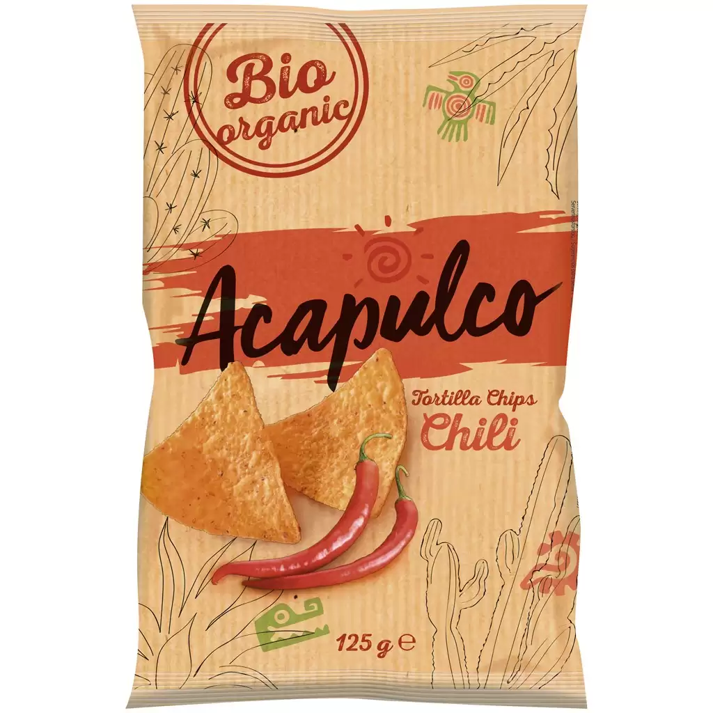 Sticksuri, chipsuri si covrigei - Tortilla chips cu chili, eco 125g