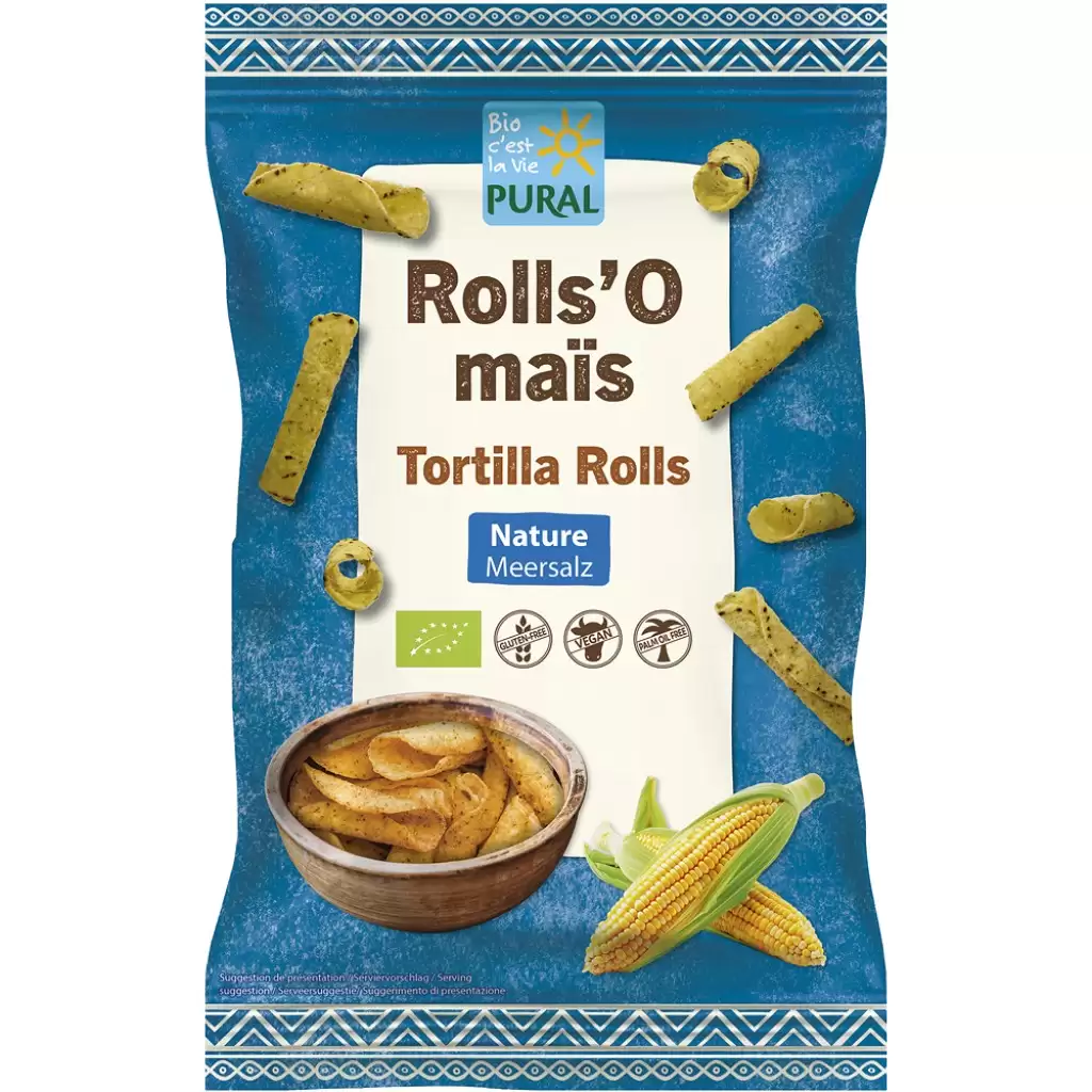 Sticksuri, chipsuri si covrigei - Tortilla rolls cu sare de mare fara gluten, eco 125g