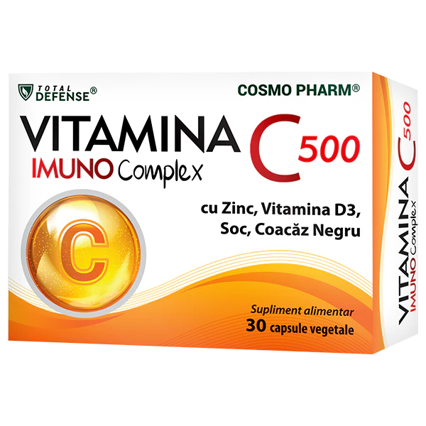 Minerale - Vitamina C 500 Imuno Complex cu Zinc, Soc, Coacaz Negru si Vitamina D3