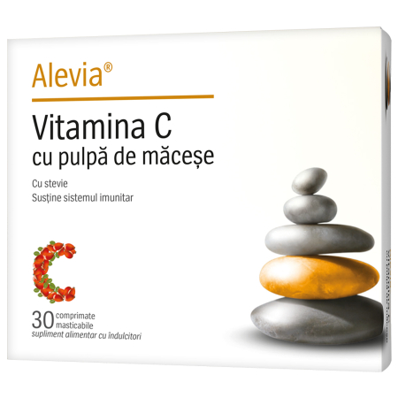 Suplimente - Vitamina C cu pulpă de măceșe cu stevie Blister 30 comprimate masticabile