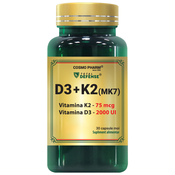 Minerale - Vitamina D3 2000 UI + K2 (MK-7) 30 capsule