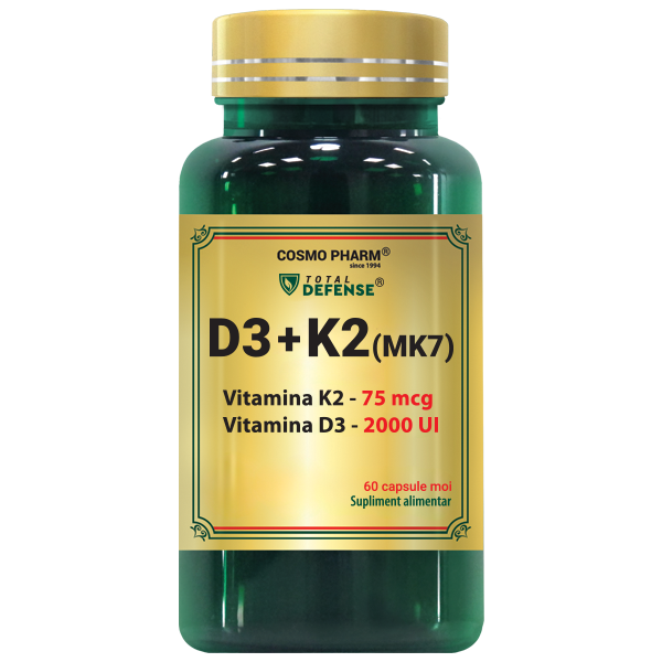 Minerale - Vitamina D3 2000 UI + K2 (MK-7) 60 capsule