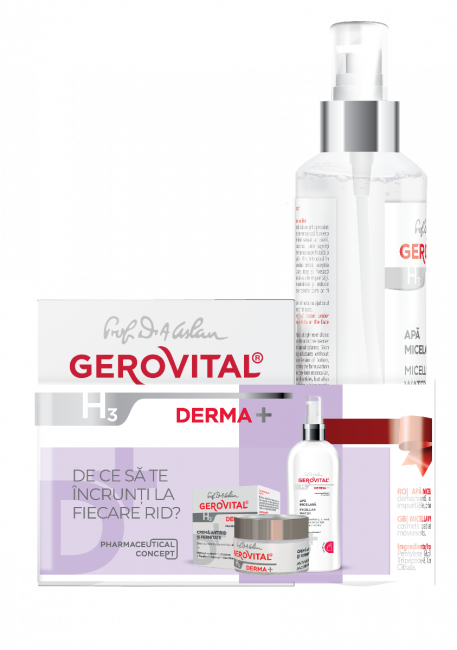 COSMETICE DERMATOLOGICE - SET CADOU CREMĂ GEROVITAL H3 DERMA+ FERMITATE, APĂ MICELARĂ