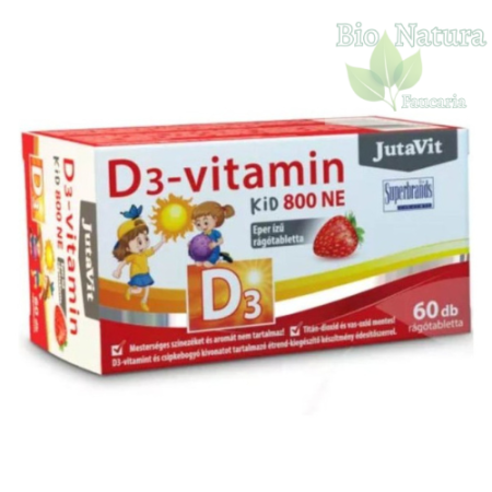 SUPLIMENTE ALIMENTARE - VITAMINA D 800-NE KID TABLETE MASTICABILE CU GUST DE CAPSUNI