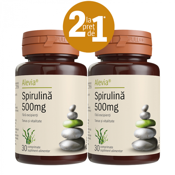 Pachet Spirulina 500mg 1+1 Gratuit, 2 x 30 comprimate, Alevia [1]