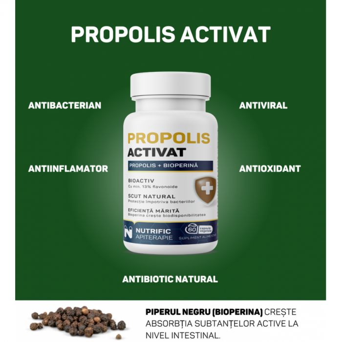 Propolis activat cu piperina 60buc NUTRIFIC [1]