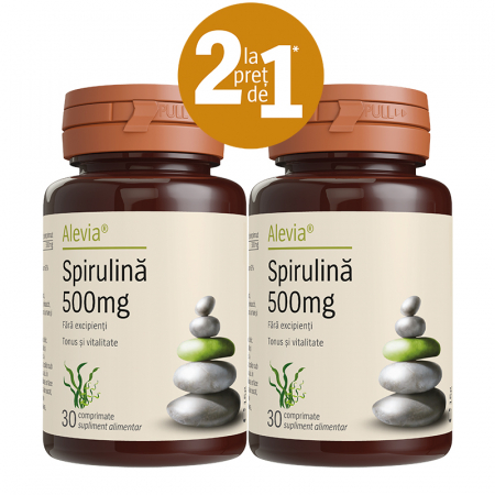 Produse Naturiste - Pachet Spirulina 500mg 1+1 Gratuit, 2 x 30 comprimate, Alevia