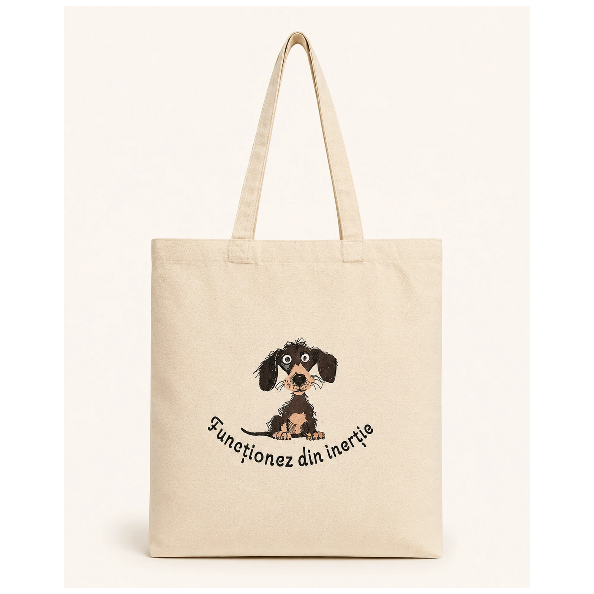 Broderie: Plase și sacoșe - Totebag „Funcționez din inerție”