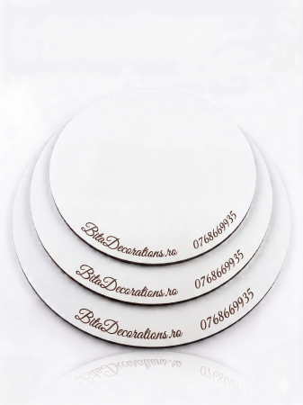 Platouri Tort - Platou Tort, Personalizat, Rotund, MDF 3MM, Alb