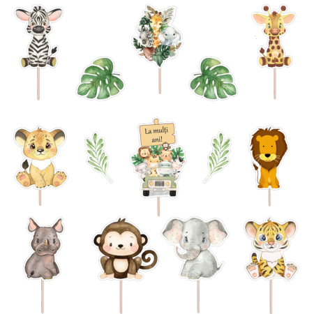 Seturi Figurine - Set figurine tort/brioșe Animale Safari, Bita Decorations, Photo Paper Glossy