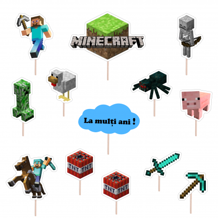Seturi Toppere Tort - Set figurine tort/briose Minecraft