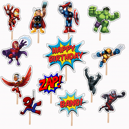 Seturi Toppere Tort - Set figurine tort/brioșe Eroi Marvel
