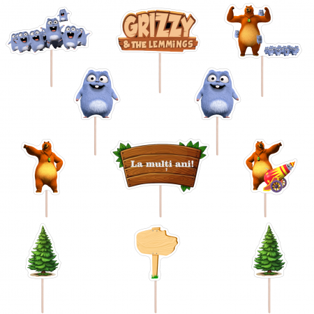 Seturi Toppere Tort - Set figurine tort/brioșe Grizzy and the Lemmings