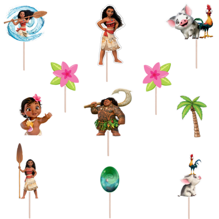 Seturi Figurine - Set figurine tort/brioșe Moana, Bita Decorations, Photo Paper Glossy